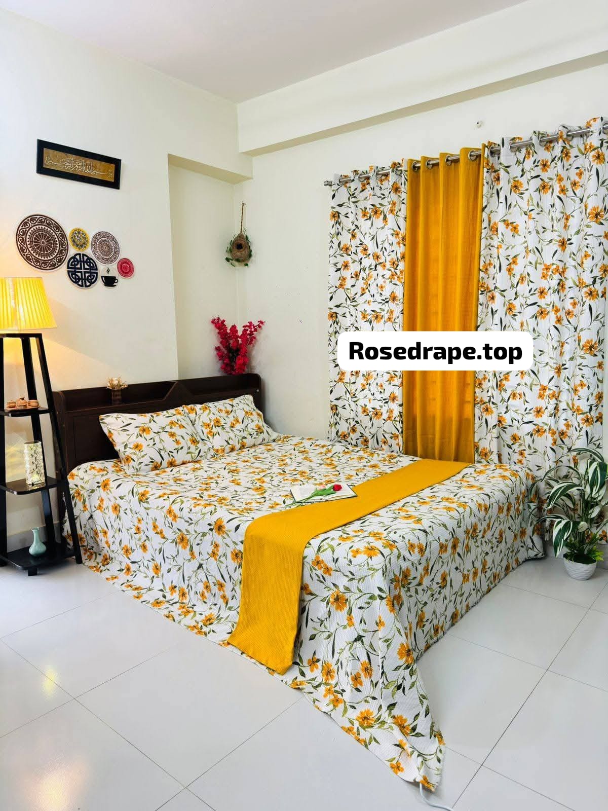 Waffel Bedsheet & Curtain Combo set